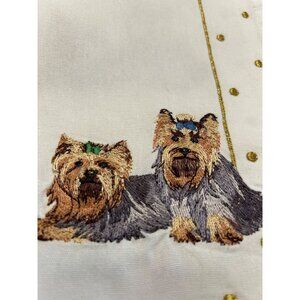 Set Of 4 White Embroidered Yorkie Placemats & Napkins Danbury Mint